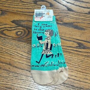Blue Q Casual Green and Tan Long Walks to the Library Socks